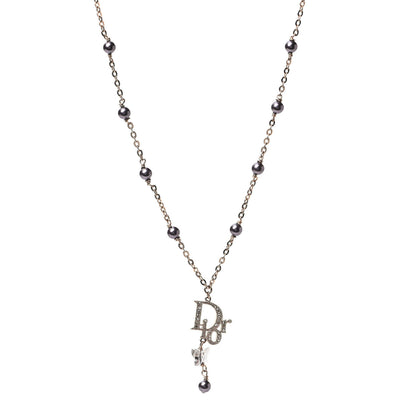Christian Dior Swarovski Crystal Butterfly Drop Necklace Gold 1 of 4