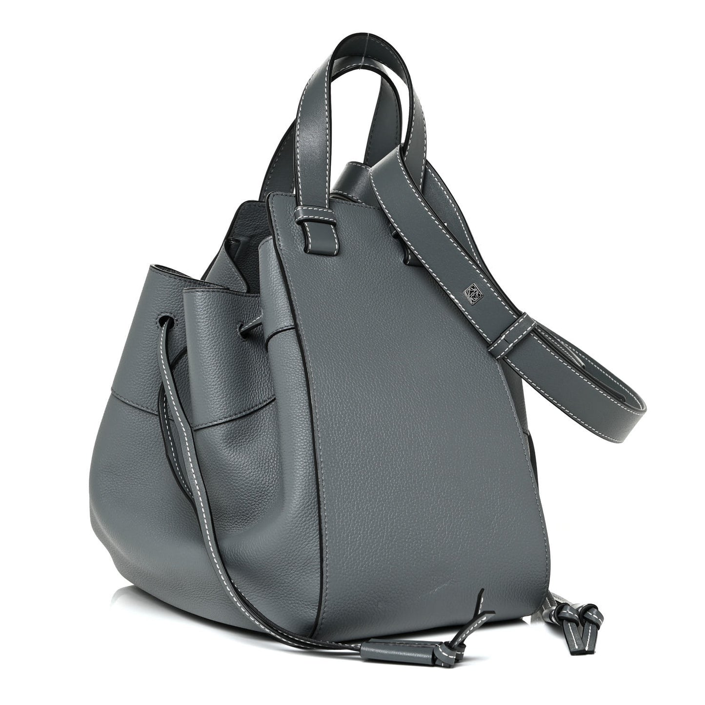 Grained Calfskin Medium Hammock Shoulder Bag Blue