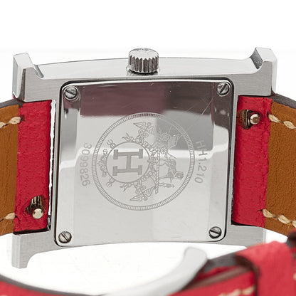 Hermes Stainless Steel Chevre Mysore 21mm Heure H Hour Quartz Watch Bougainvillea 4 of 4