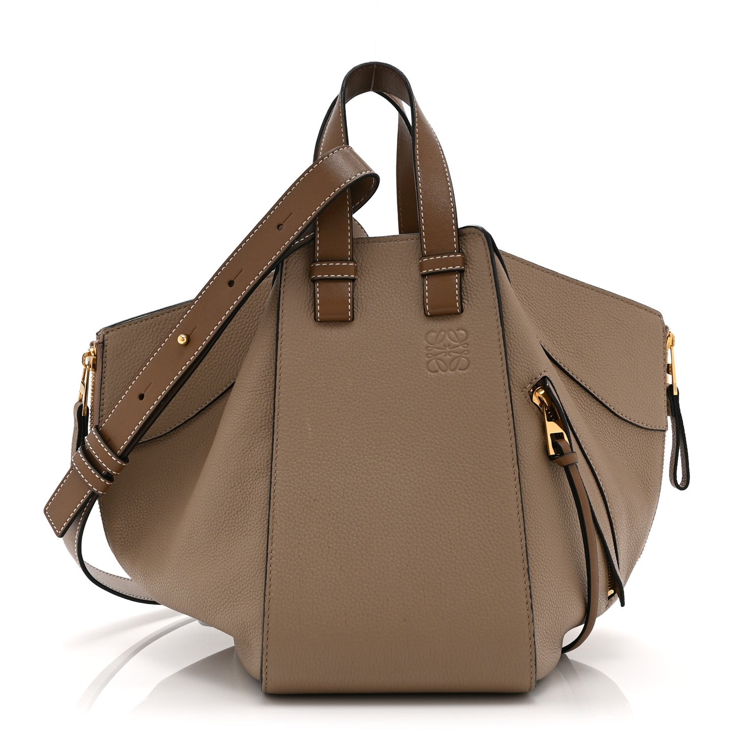 Grained Calfskin Small Hammock Shoulder Bag Sand