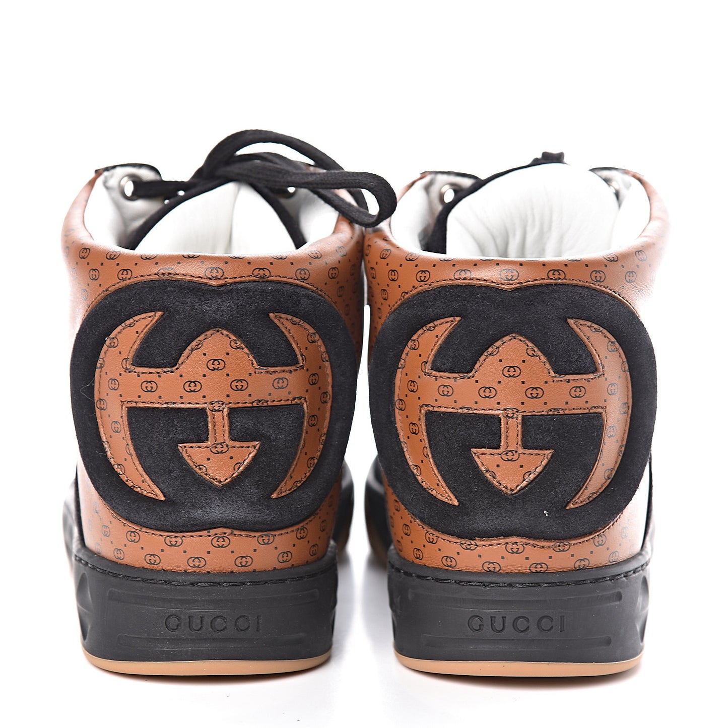 X DAPPER DAN Calfskin Suede GG Micro Monogram Mens High Top Sneakers 8.5 Brown