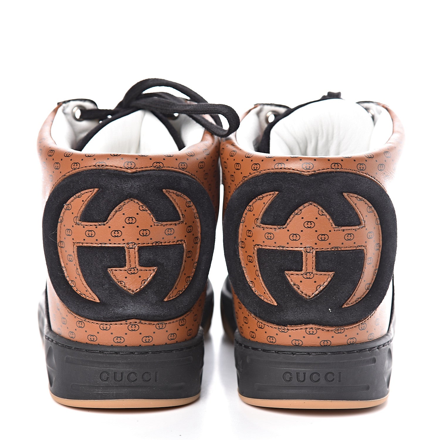 Gucci X DAPPER DAN Calfskin Suede GG Micro Monogram Mens High Top Sneakers 8.5 Brown 5 of 10