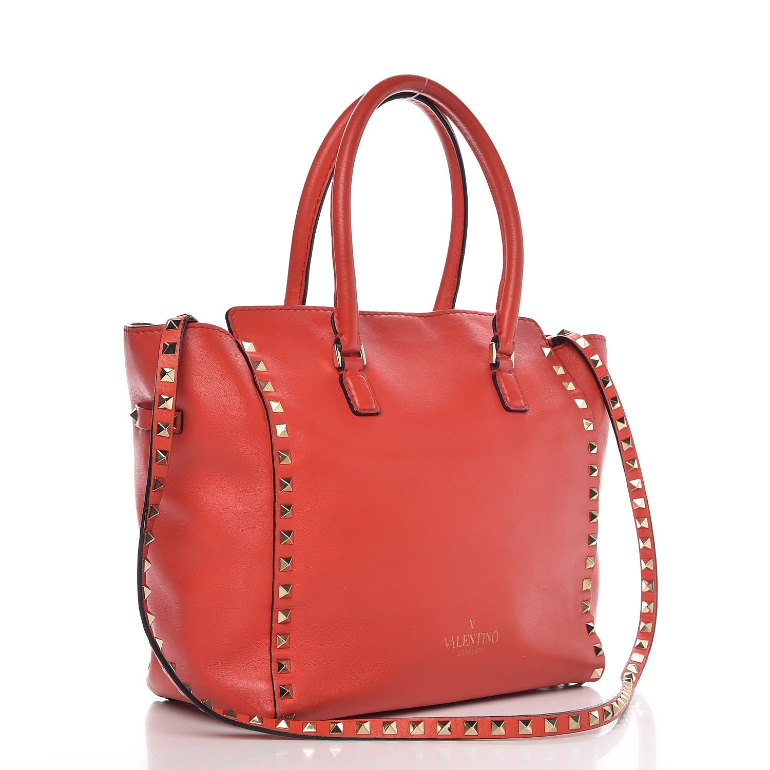 Valentino Garavani Vitello Rockstud Double Handle Tote English Red 4 of 20