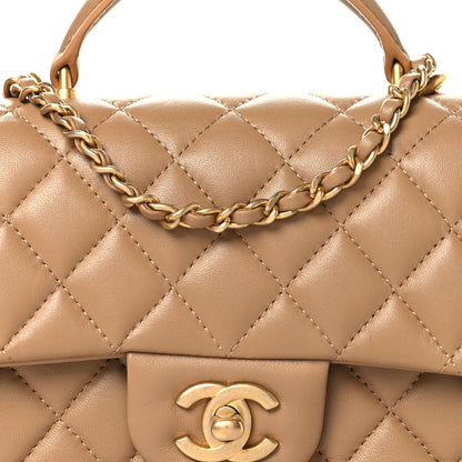 Chanel Lambskin Quilted Mini Metal Top Handle Rectangular Flap Beige 8 of 10