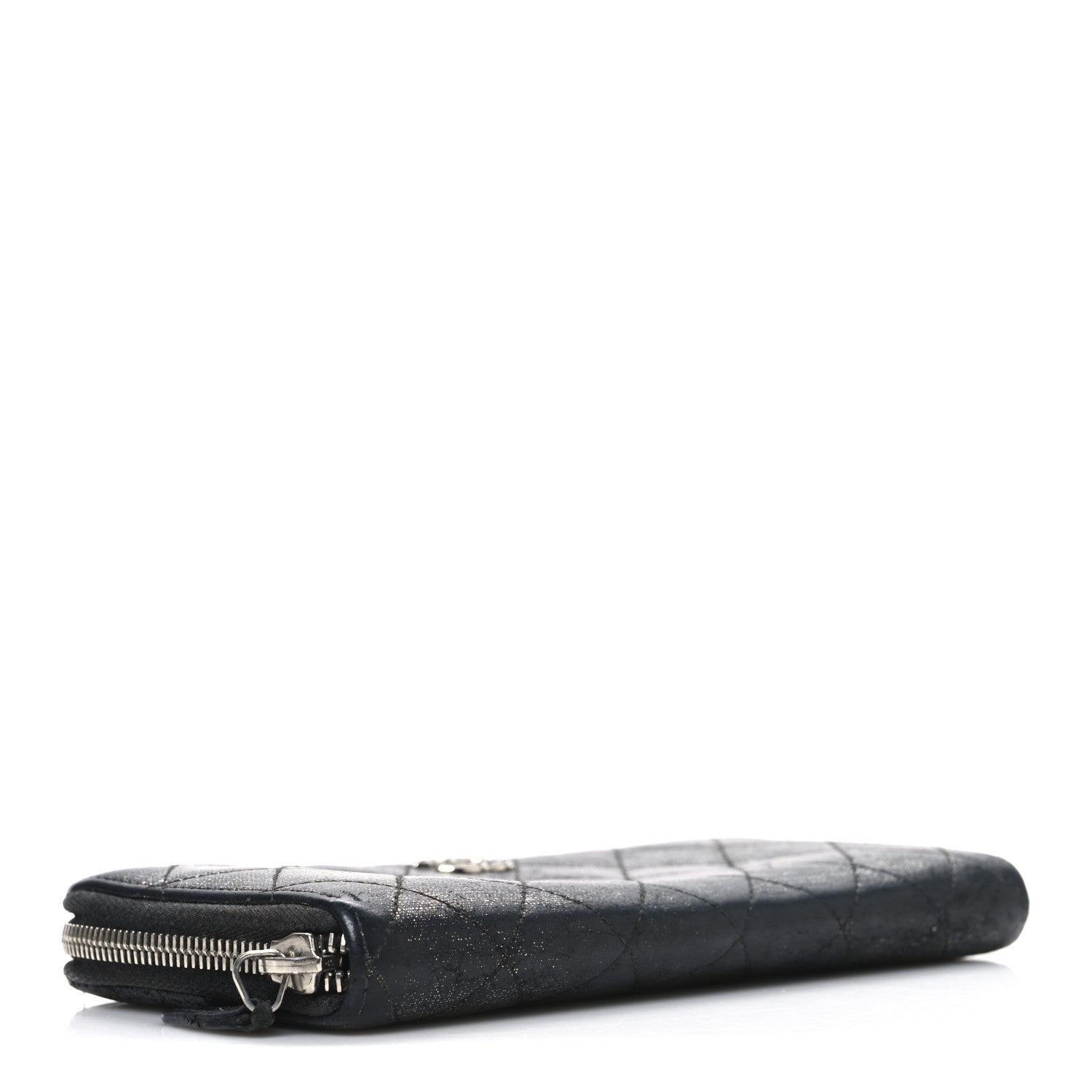 Chanel Iridescent Calfskin Quilted Zip Around Wallet Grey 4 of 9