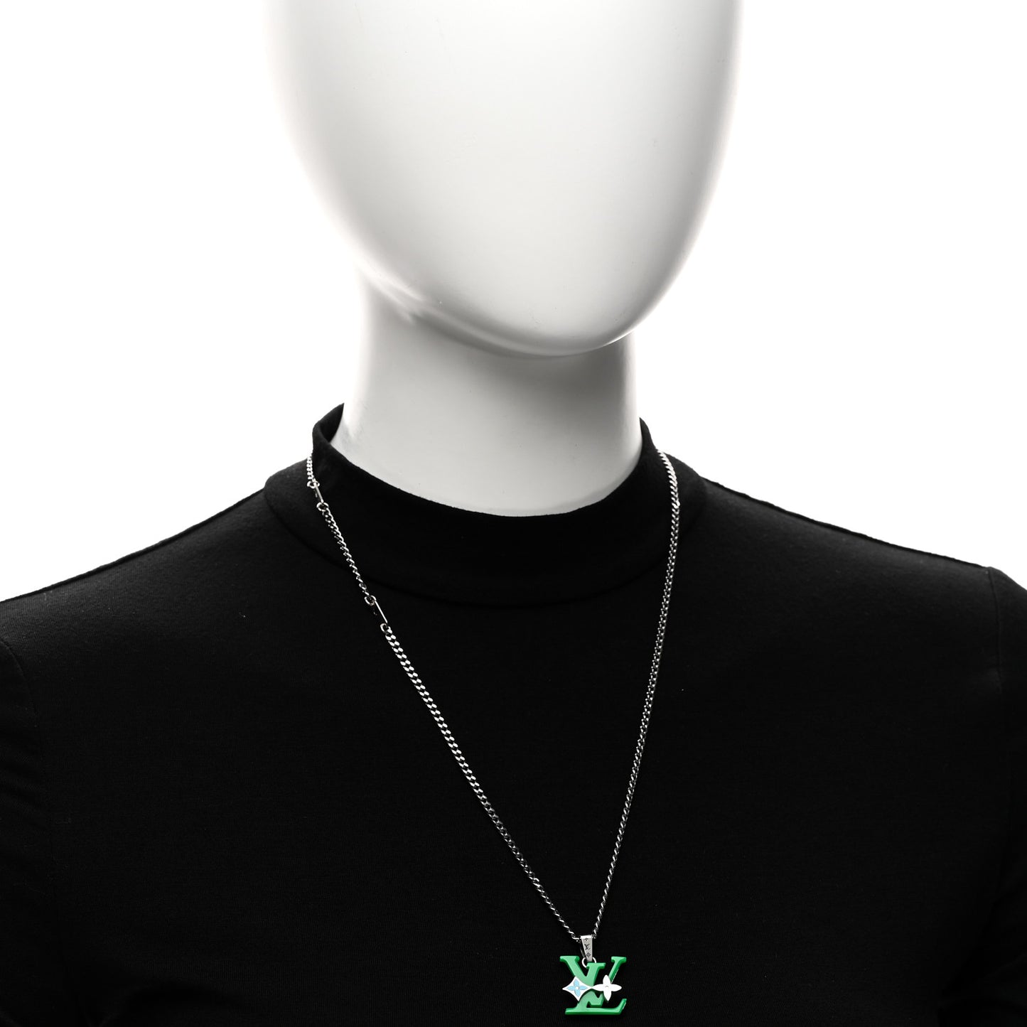 Plexiglass Monogram Row Pendant Necklace Green Multicolor