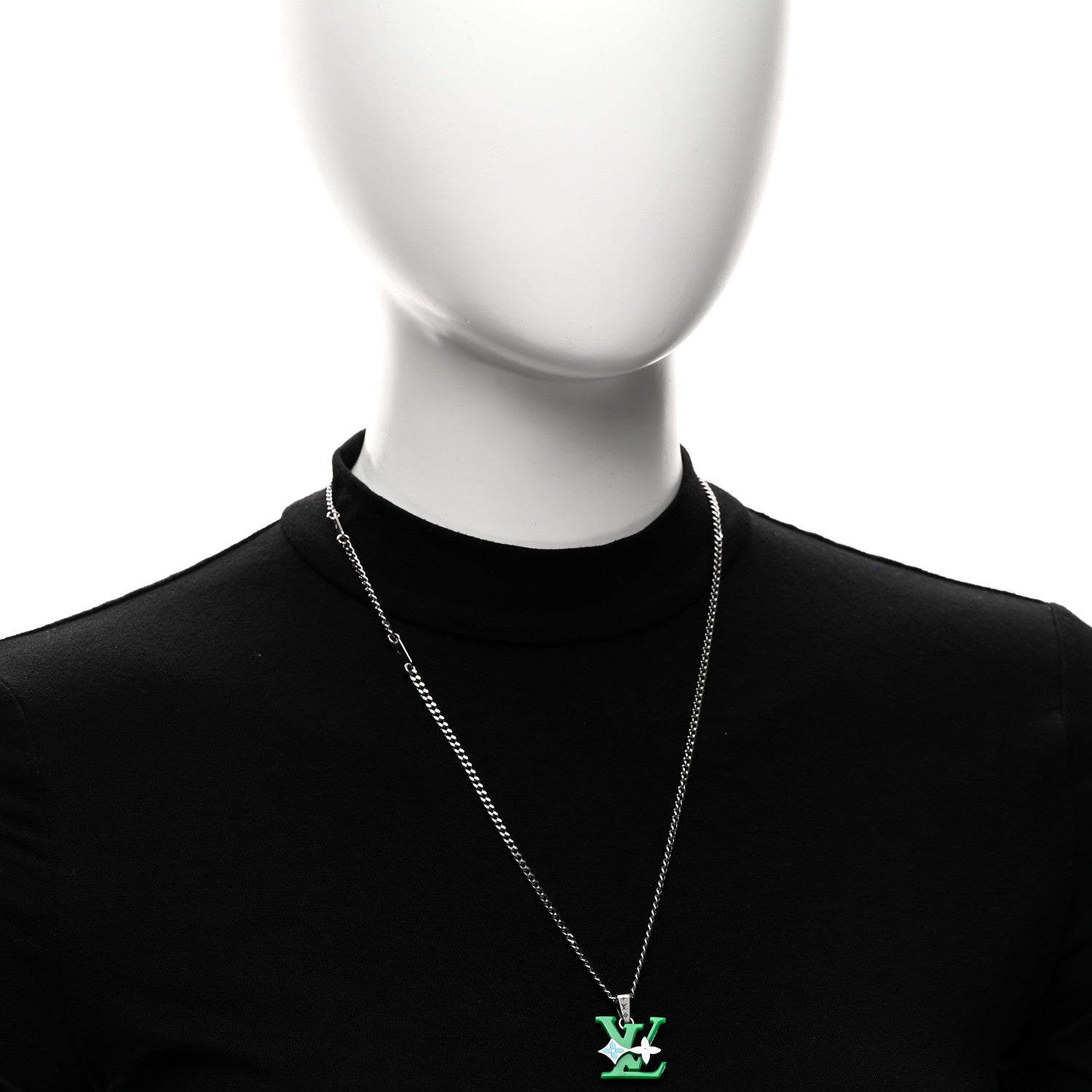 Louis Vuitton Plexiglass Monogram Row Pendant Necklace Green Multicolor 2 of 6