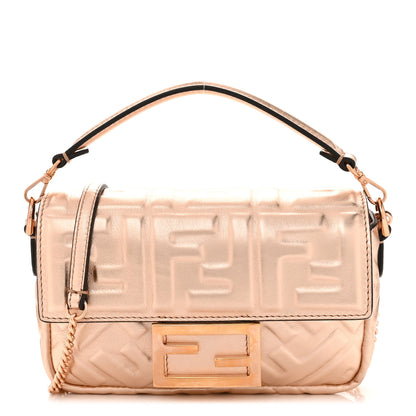 Fendi Vitello Laminato FF 1974 Embossed Mini Baguette Rame 1 of 11