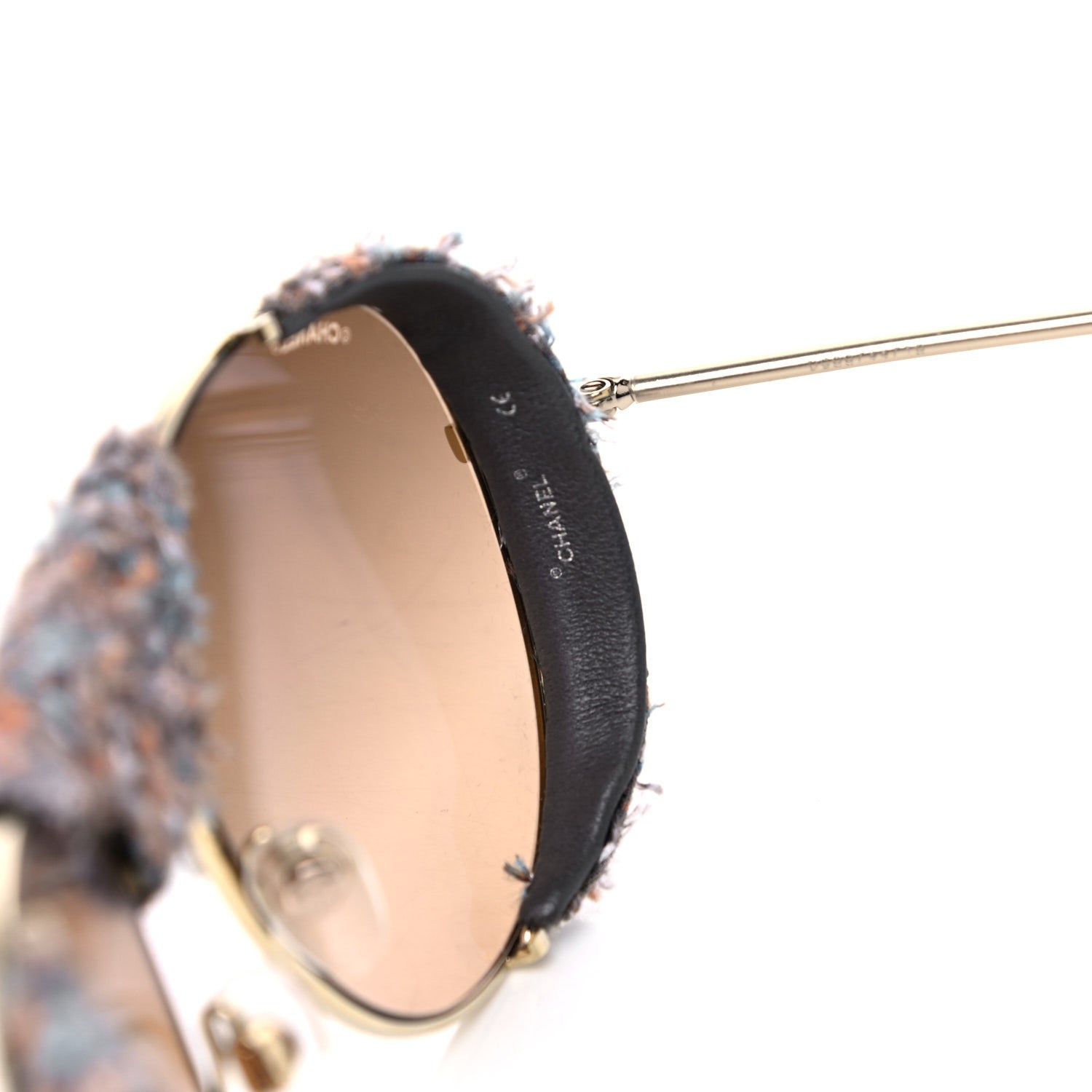 Chanel Tweed CC Pearl Sunglasses Gold Multicolor 6 of 9