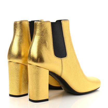 Saint Laurent Metallic Cracked Loulou Pin Booties 37.5 Copper 4 of 9