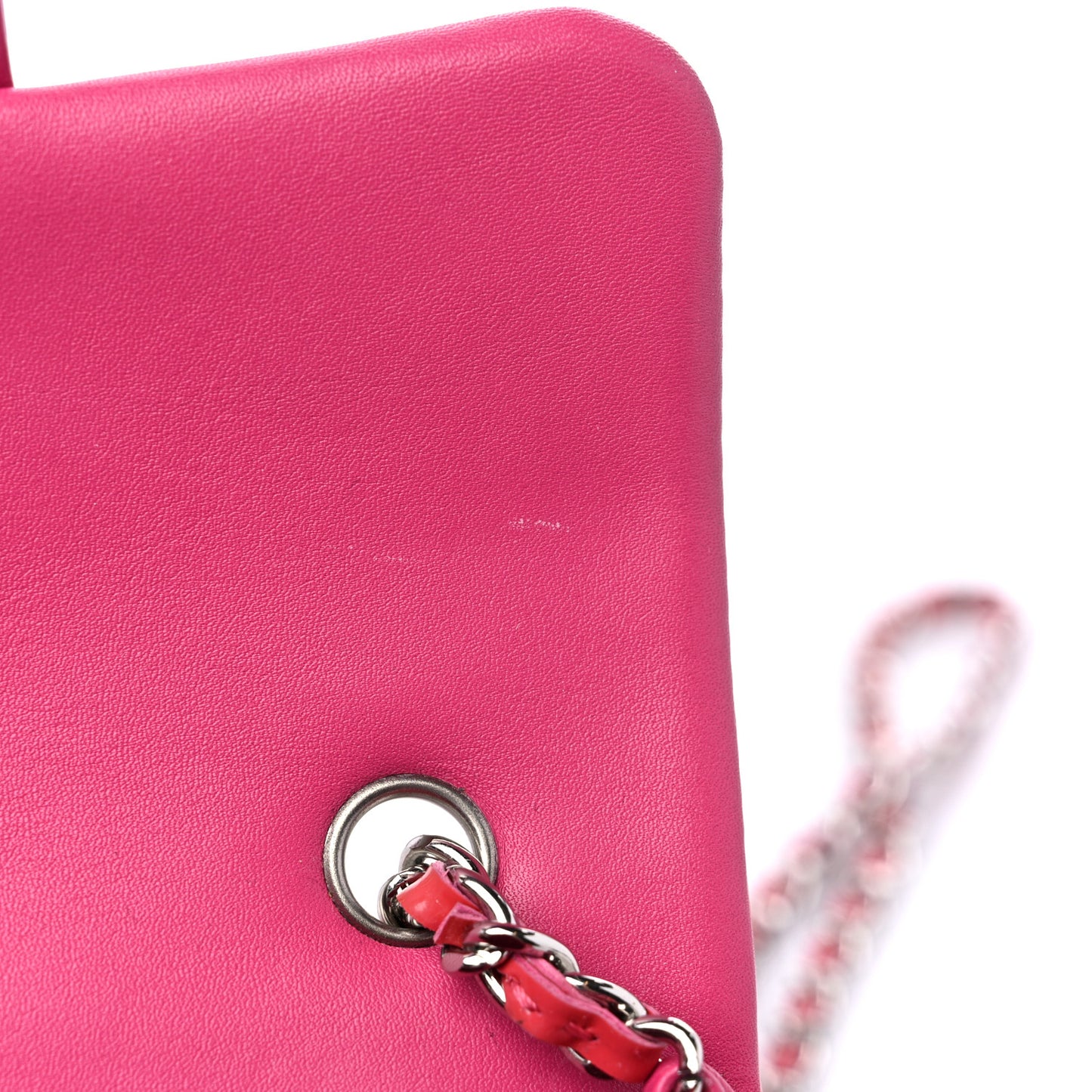 Patent Calfskin Quilted Extra Mini Rectangular Flap Pink