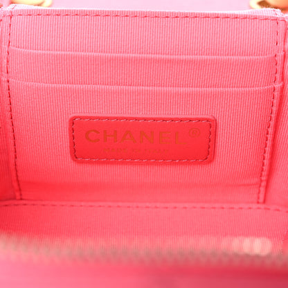 Chanel Calfskin Quilted Small Vanity Case With Chain Coral Pink 6 of 13