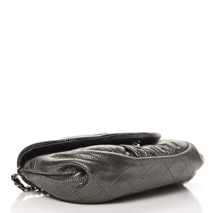 Chanel Metallic Caviar Half Moon Wallet On Chain WOC Dark Silver 5 of 8