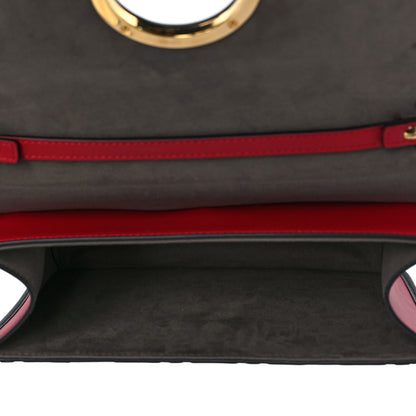 Fendi Vitello Century F is Fendi Bi-Color FF 1974 Embossed Kan I Shoulder Bag Fragola Maya Black 4 of 8