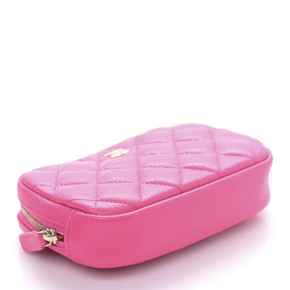 Chanel Caviar Quilted Small Curvy Pouch Cosmetic Case Pink 4 of 9