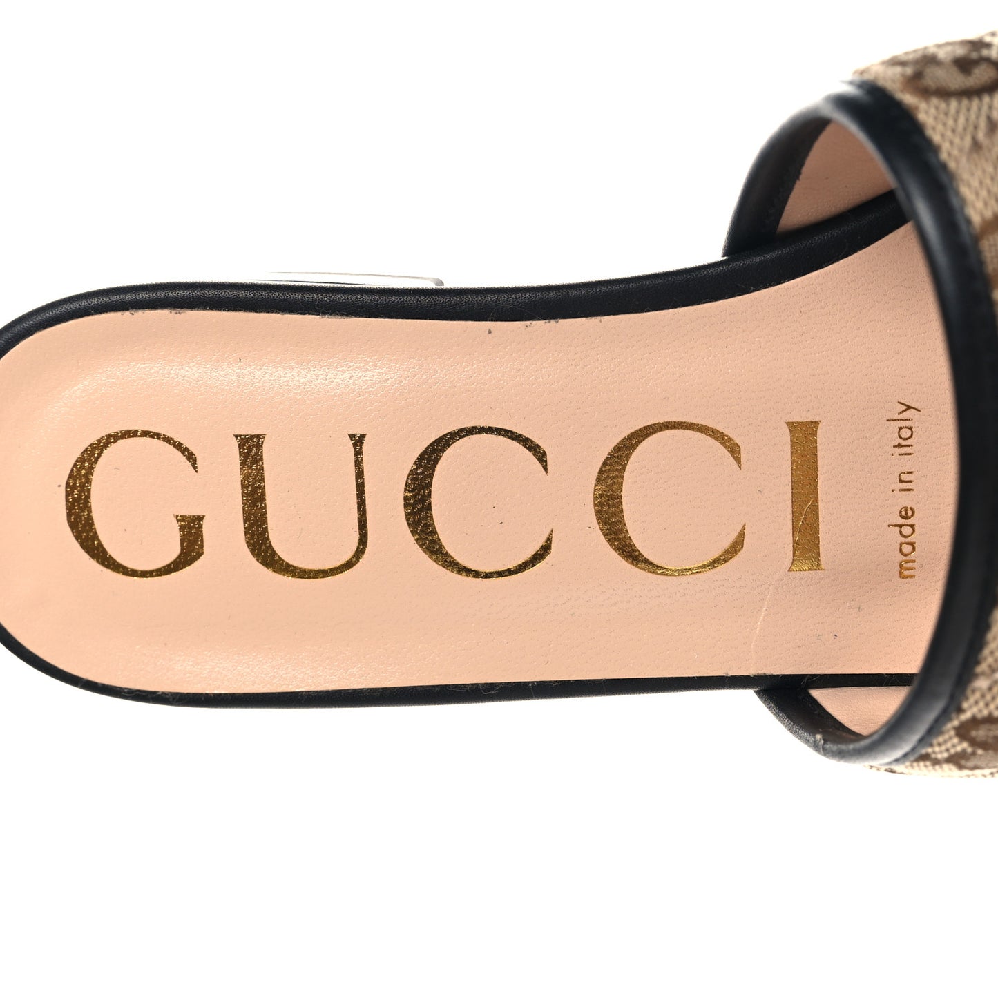Monogram Matelasse Diagonal GG Marmont Flat Slide Sandals 37.5 Beige Ebony Black