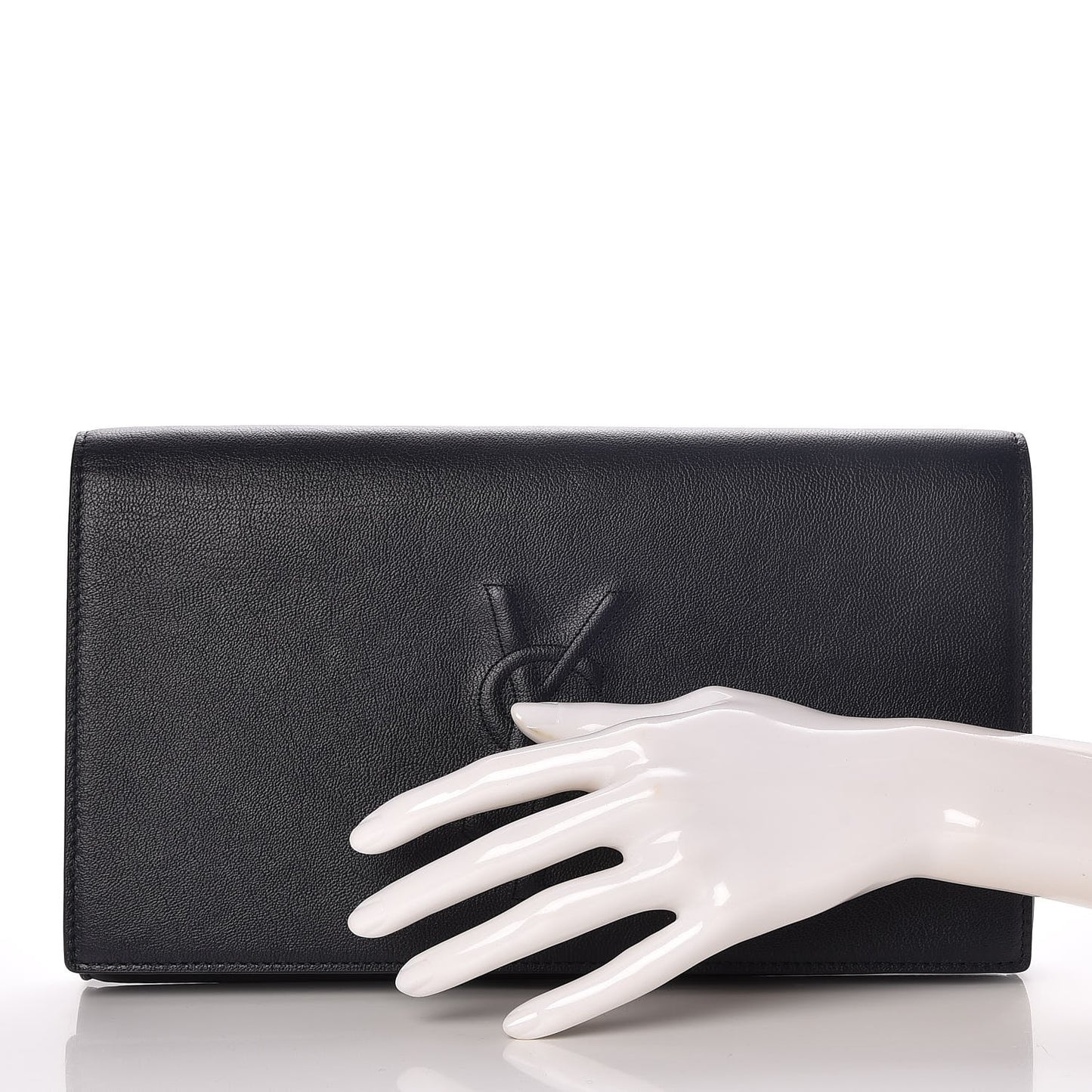 Calfskin Monogram Large Belle De Jour Clutch Navy