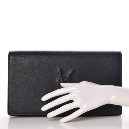 Saint Laurent Calfskin Monogram Large Belle De Jour Clutch Navy 2 of 7