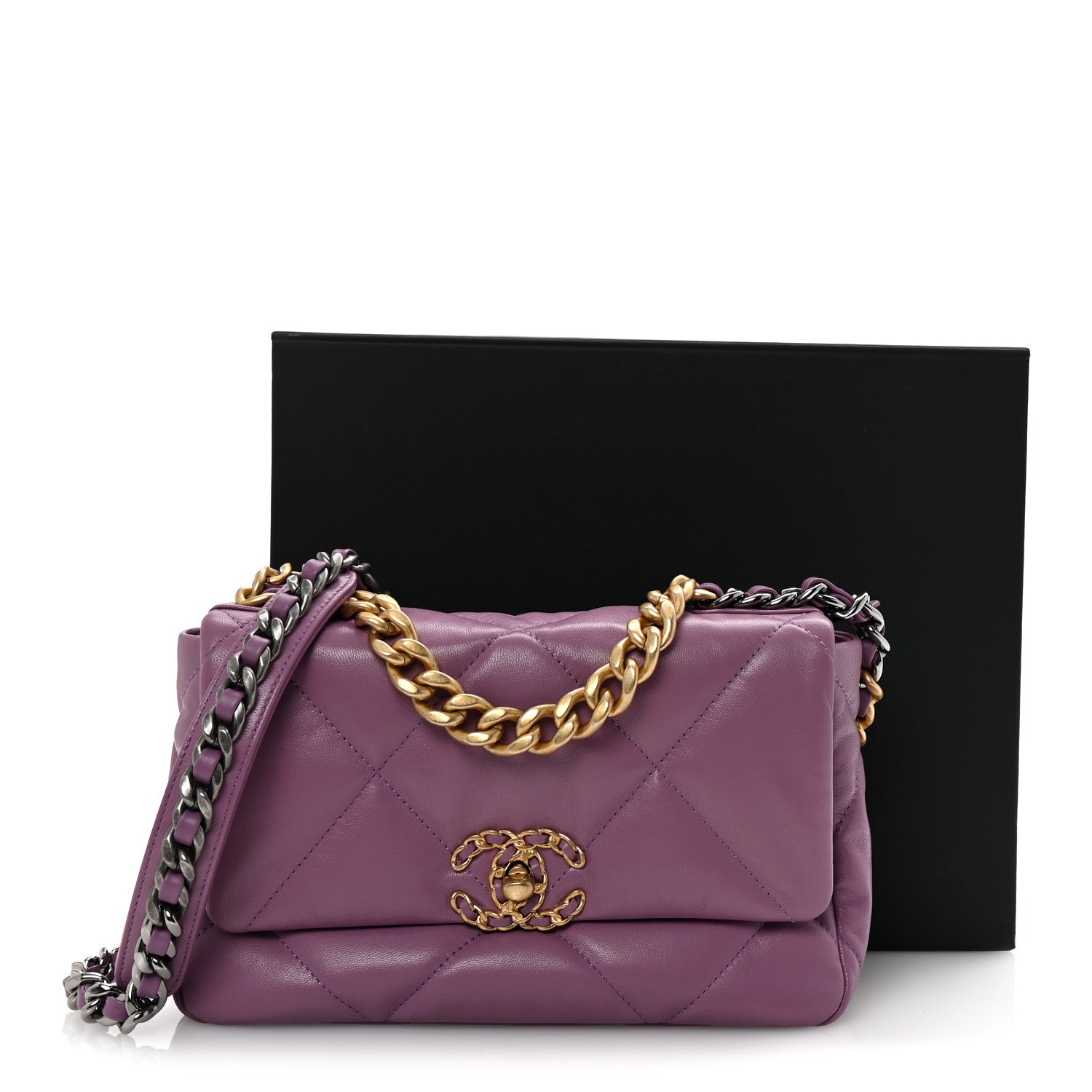 Chanel Goatskin Quilted Medium Chanel 19 Flap Violet Purple 11 of 11