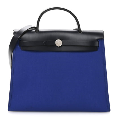 Hermes Toile Vache Hunter Herbag Zip 31 PM Bleu Electrique Bleu Indigo 1 of 11