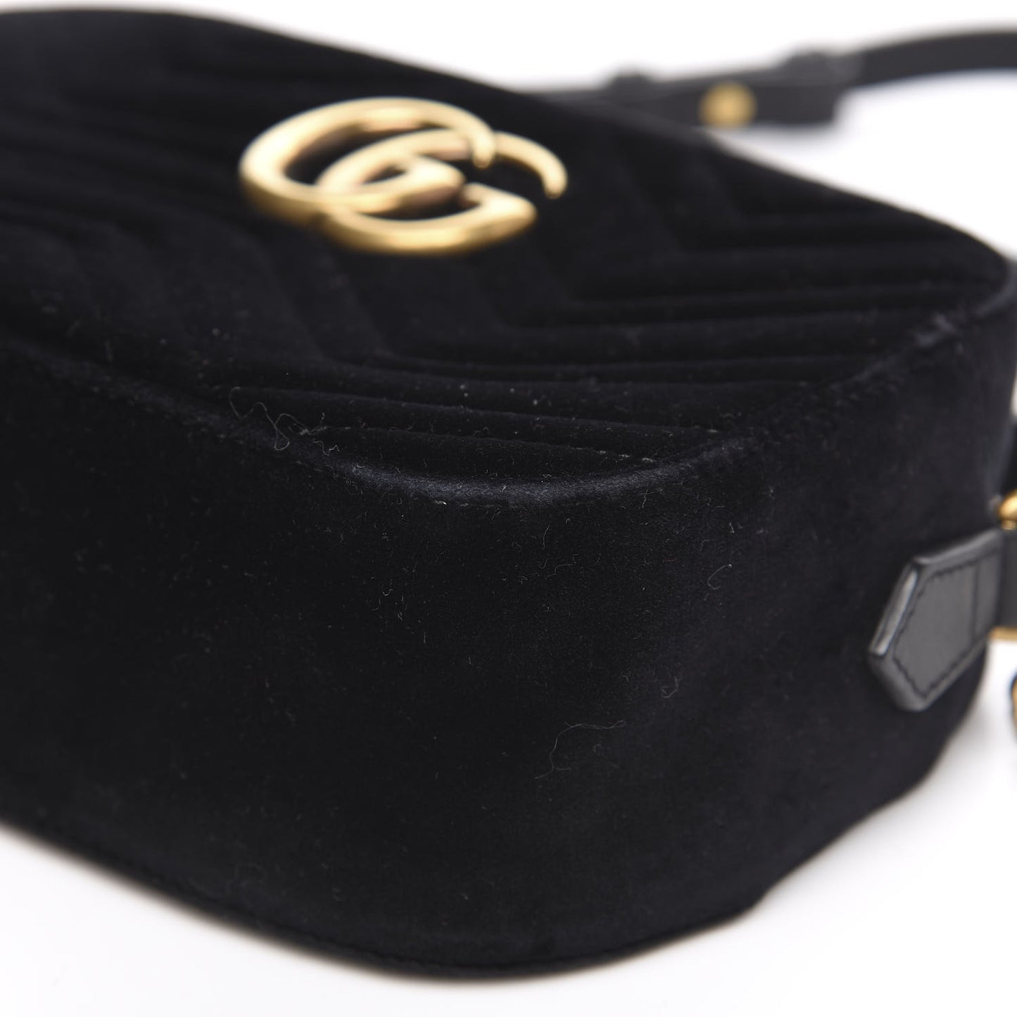 Velvet Matelasse Small GG Marmont Chain Shoulder Bag Black