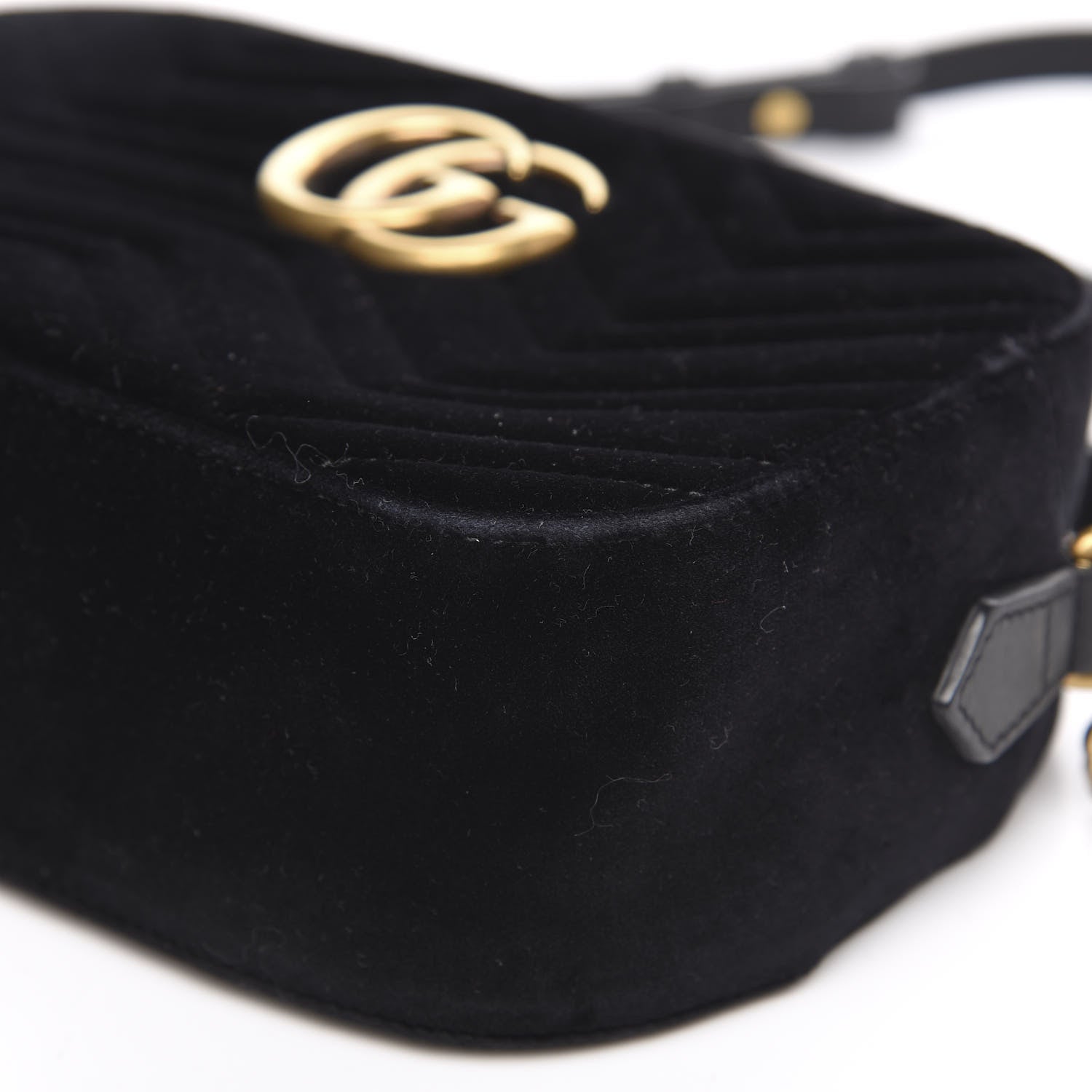 Gucci Velvet Matelasse Small GG Marmont Chain Shoulder Bag Black 12 of 14