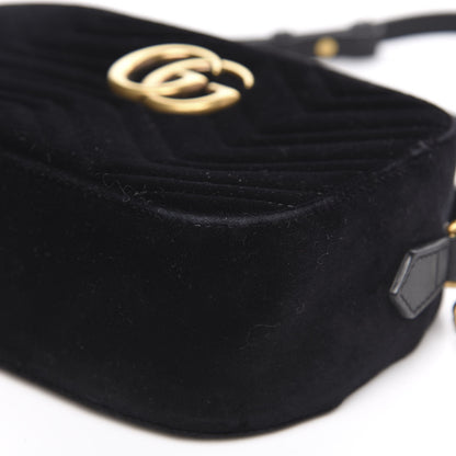 Gucci Velvet Matelasse Small GG Marmont Chain Shoulder Bag Black 12 of 14