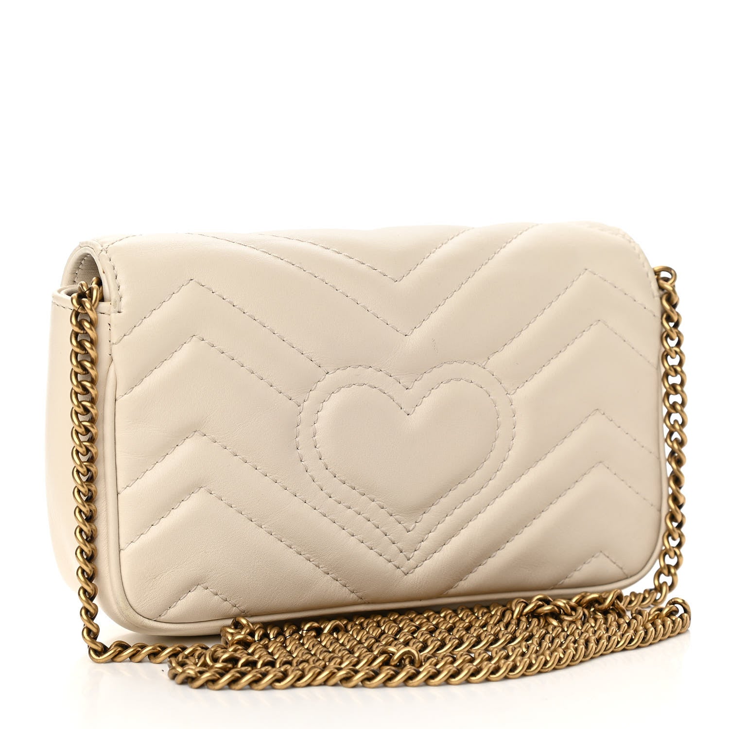Gucci Calfskin Matelasse Super Mini GG Marmont Shoulder Bag White 3 of 10