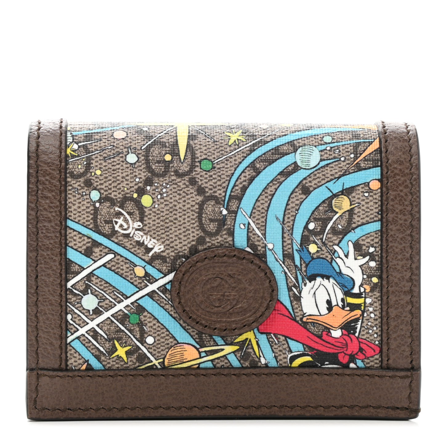 X DISNEY GG Supreme Monogram Donald Duck Interlocking G Card Case Beige Multicolor New Acero