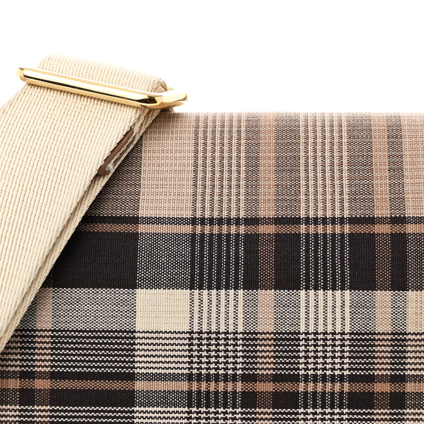 Calfskin Tartan Note Crossbody Bag Light Fawn