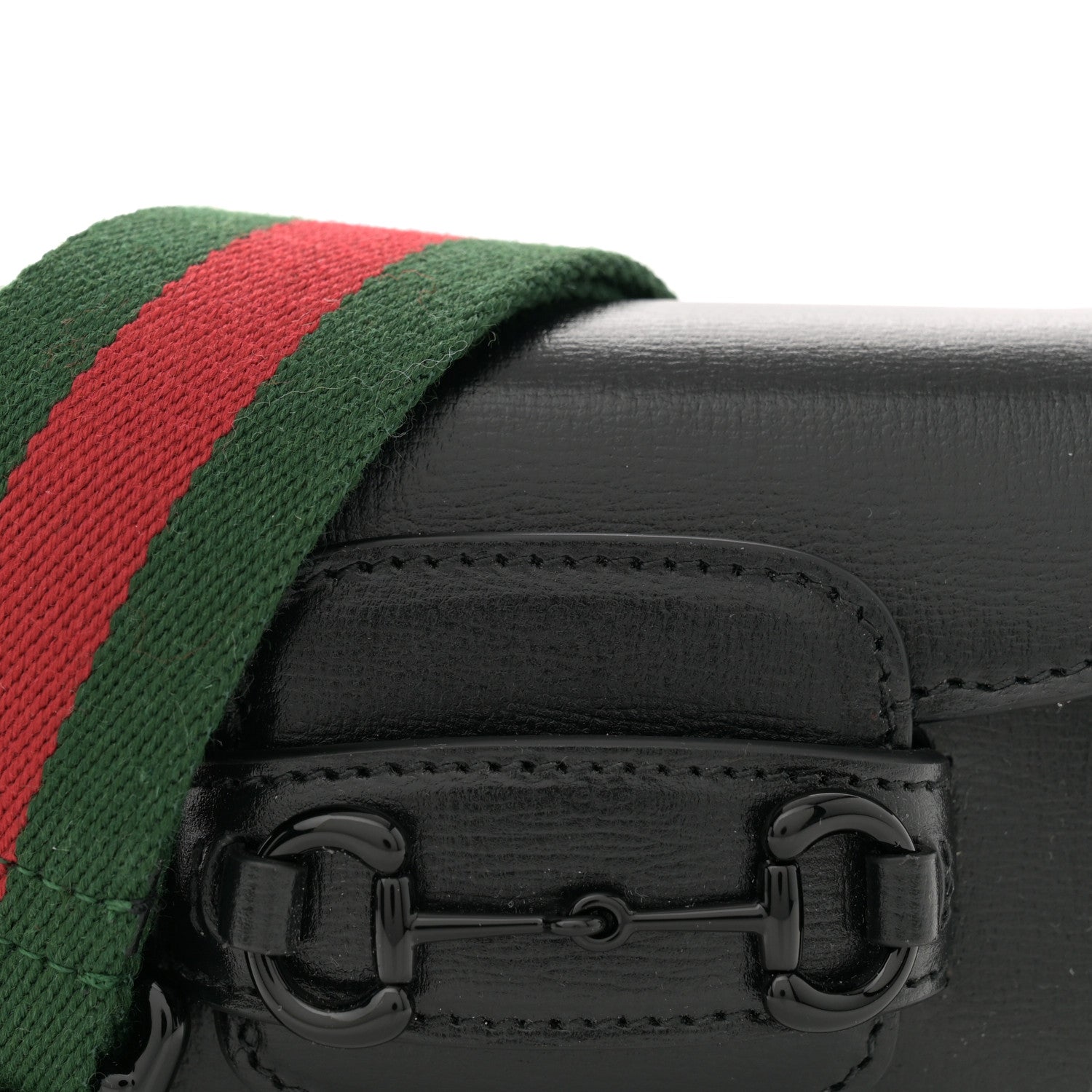 Gucci Azalea Calfskin Web Monochrome Horsebit 1955 Wallet On Strap Black 8 of 11