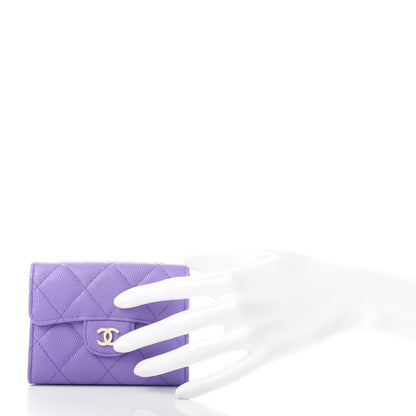 Chanel Caviar Quilted Flap Card Holder Wallet Purple 2 of 8