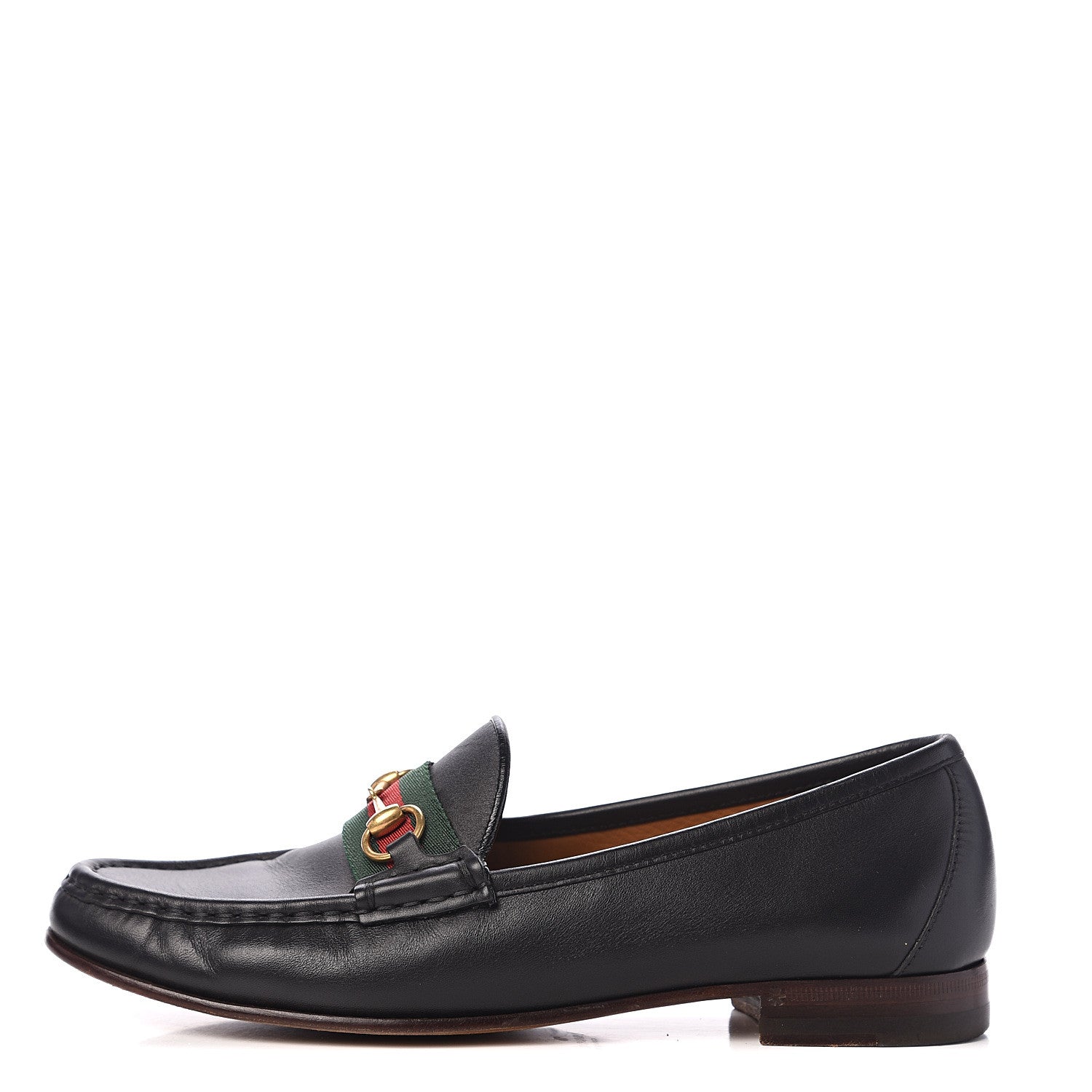 Gucci Calfskin Web Womens 1953 Horsebit Loafers 39 Black 1 of 11