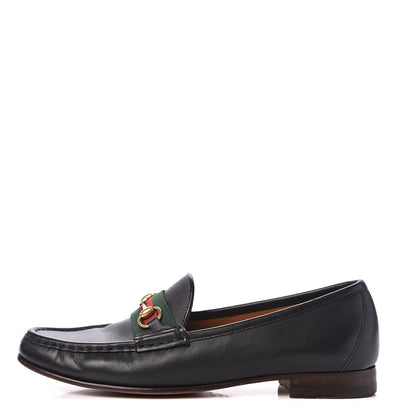 Gucci Calfskin Web Womens 1953 Horsebit Loafers 39 Black 1 of 11
