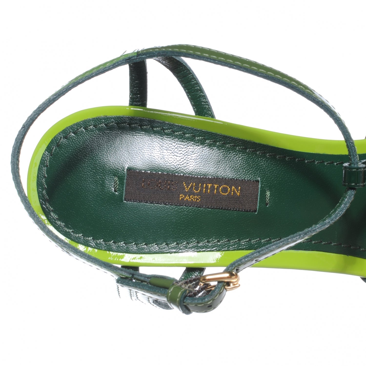 Louis Vuitton Patent Cork Summertime Wedges 37.5 Green 6 of 7