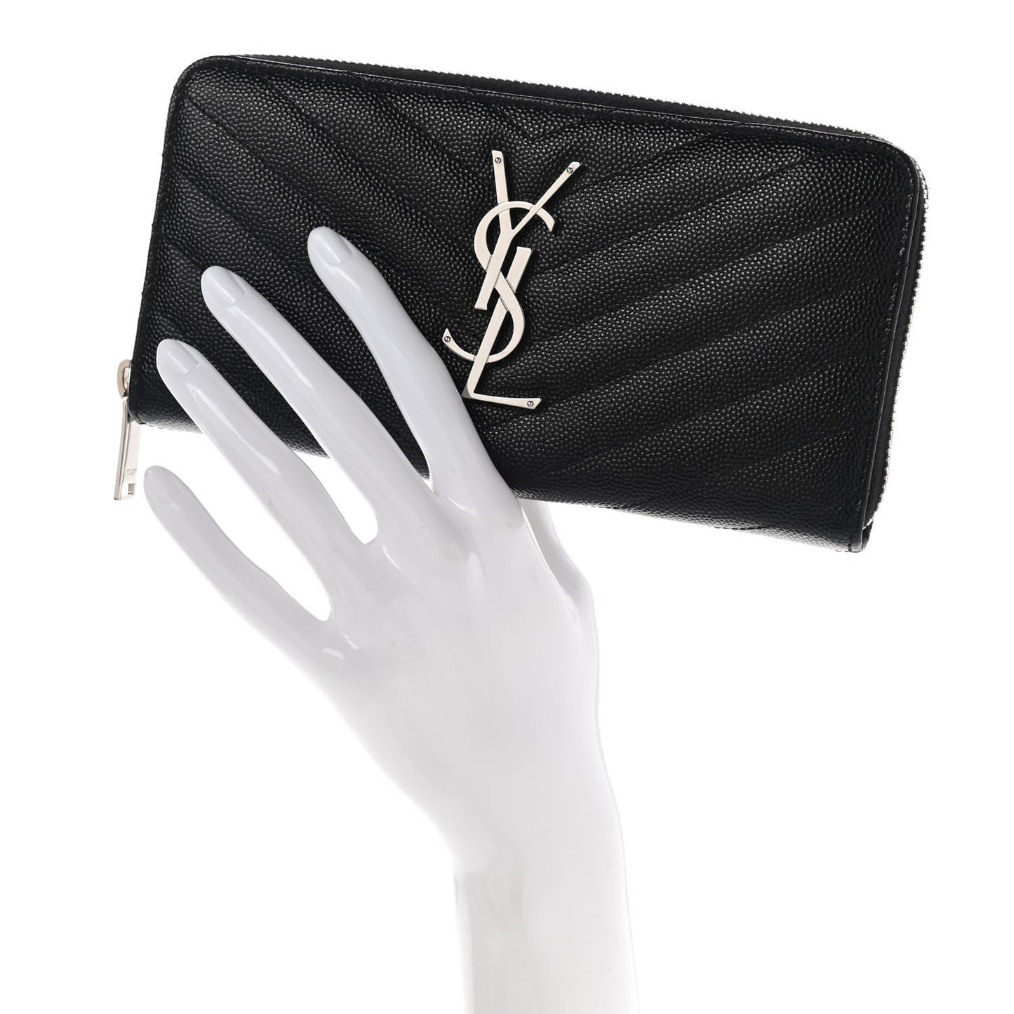 Grain De Poudre Matelasse Chevron Monogram Zip Around Wallet Black