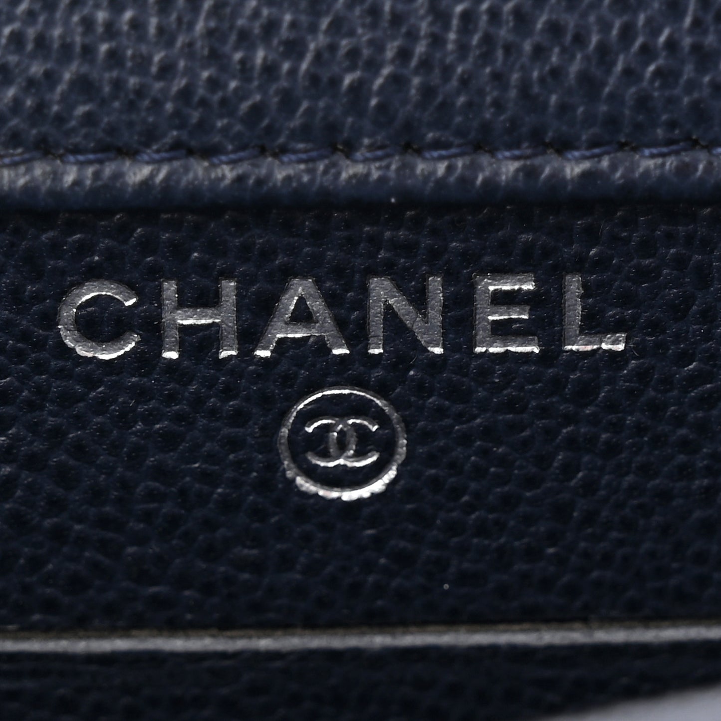 Grained Calfskin Quilted CC Box Clutch With Chain Navy