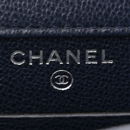 Chanel Grained Calfskin Quilted CC Box Clutch With Chain Navy 6 of 11