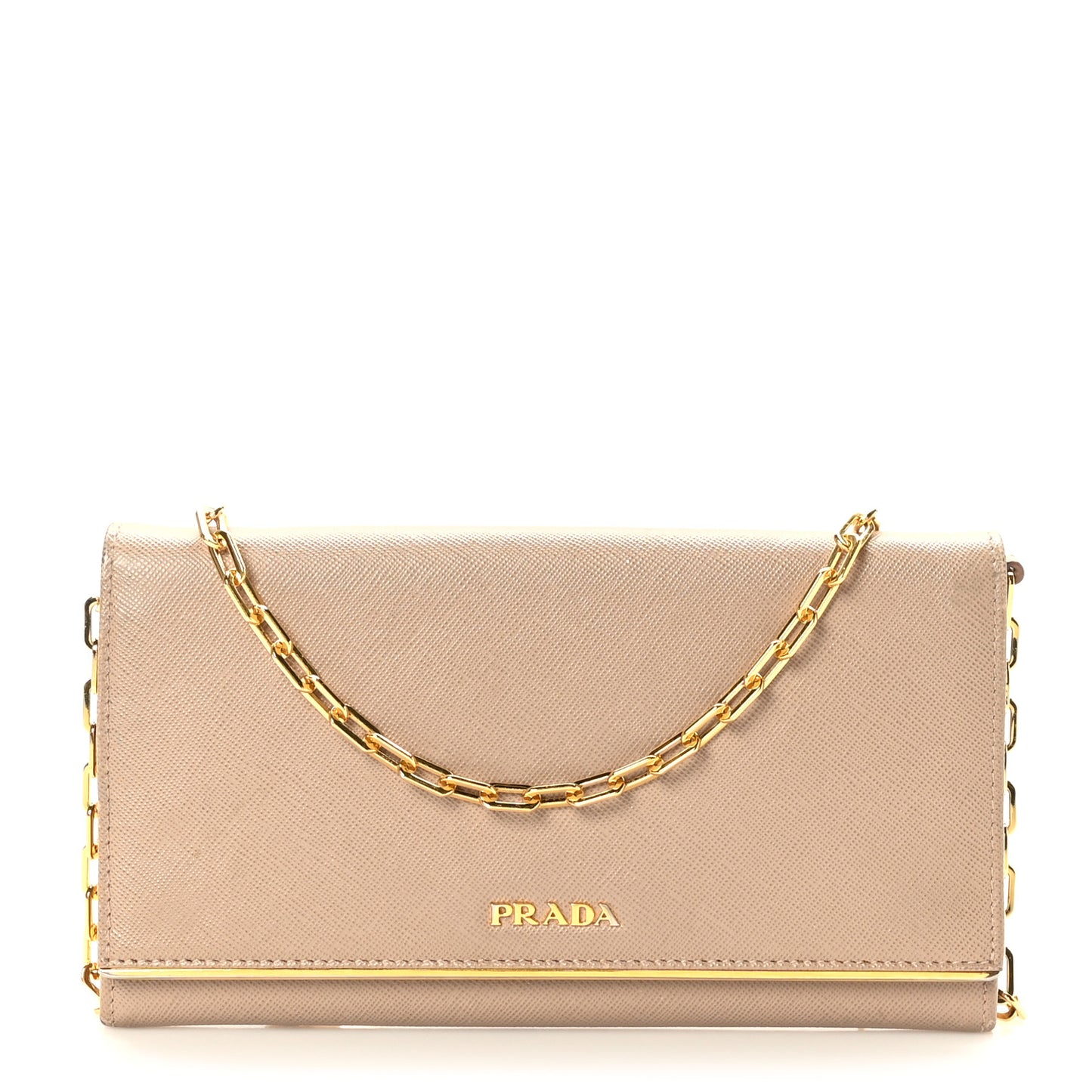 Saffiano Metal Bar Chain Wallet Cammeo