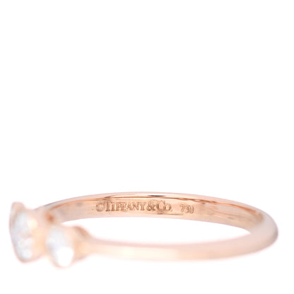 Tiffany 18K Rose Gold Diamond Three Stone Milgrain Ring 48 4.5 4 of 4