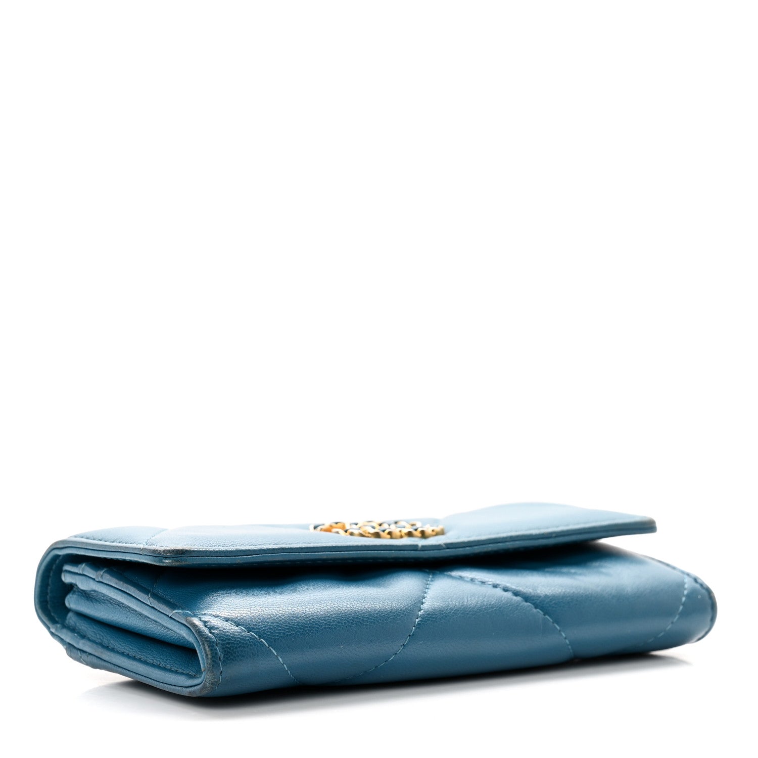 Chanel Lambskin Quilted Chanel 19 Flap Wallet Dark Green 4 of 12