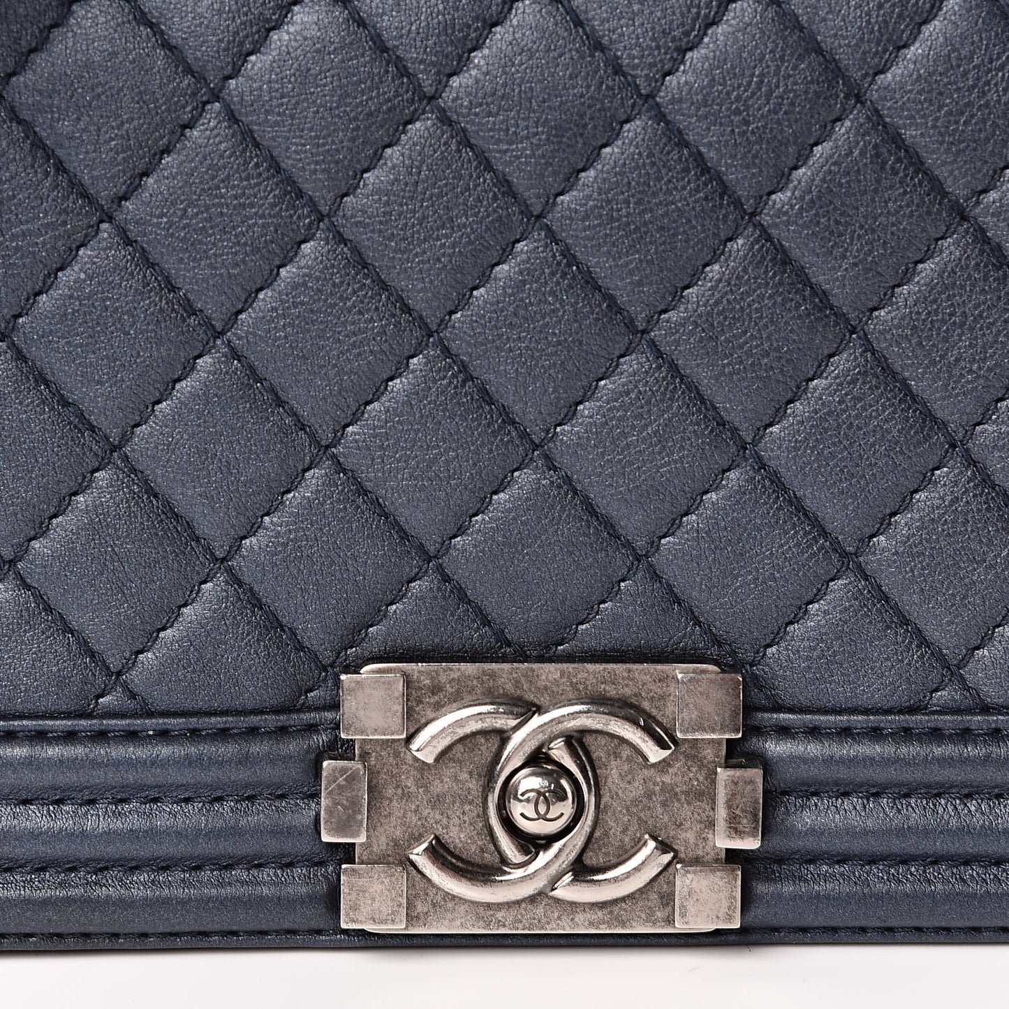 Calfskin Quilted Medium Boy Flap Dark Navy