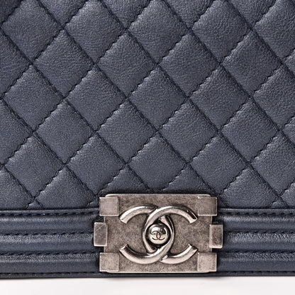 Chanel Calfskin Quilted Medium Boy Flap Dark Navy 10 of 10