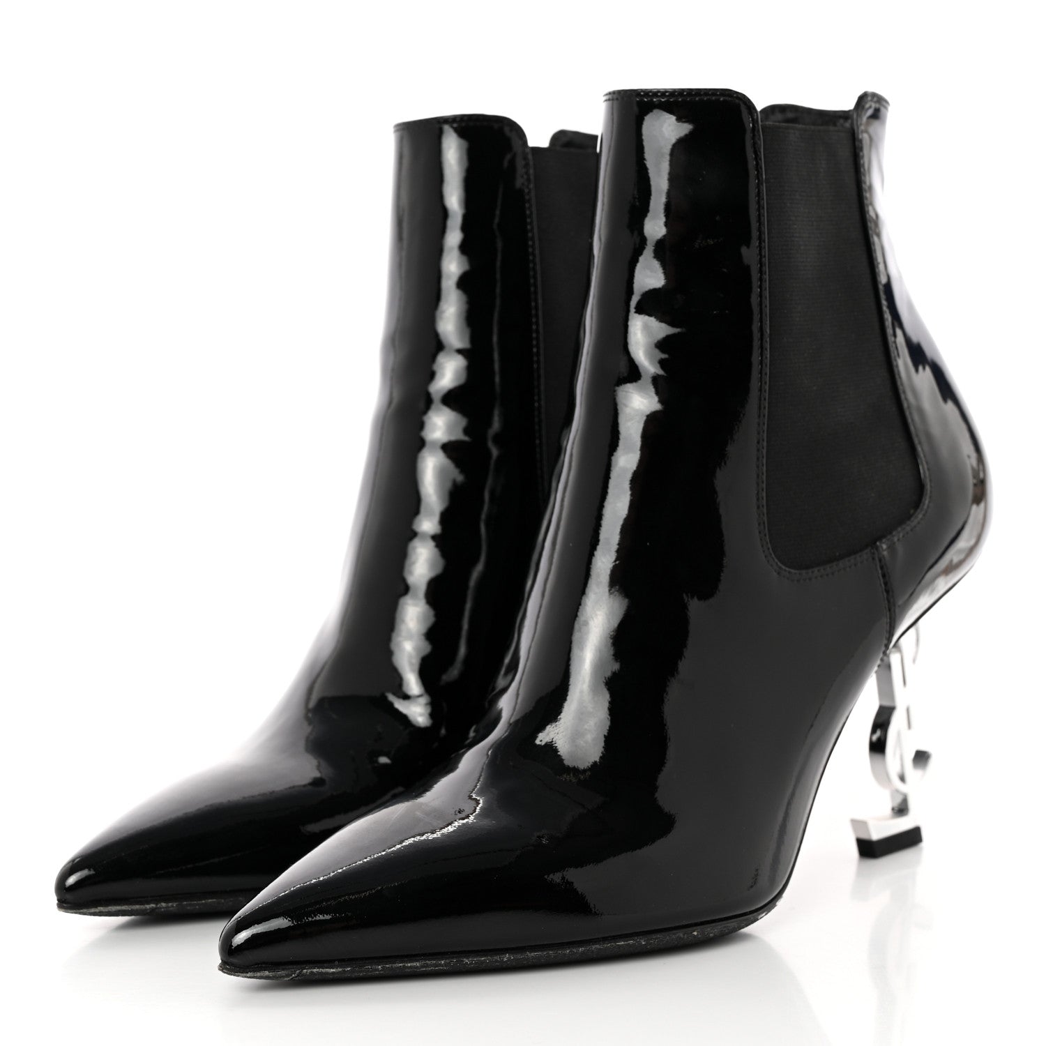 Saint Laurent Patent Opyum Ankle Booties 37 Black 3 of 12