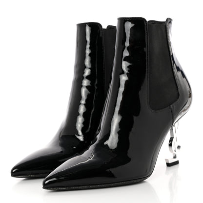 Saint Laurent Patent Opyum Ankle Booties 37 Black 3 of 12