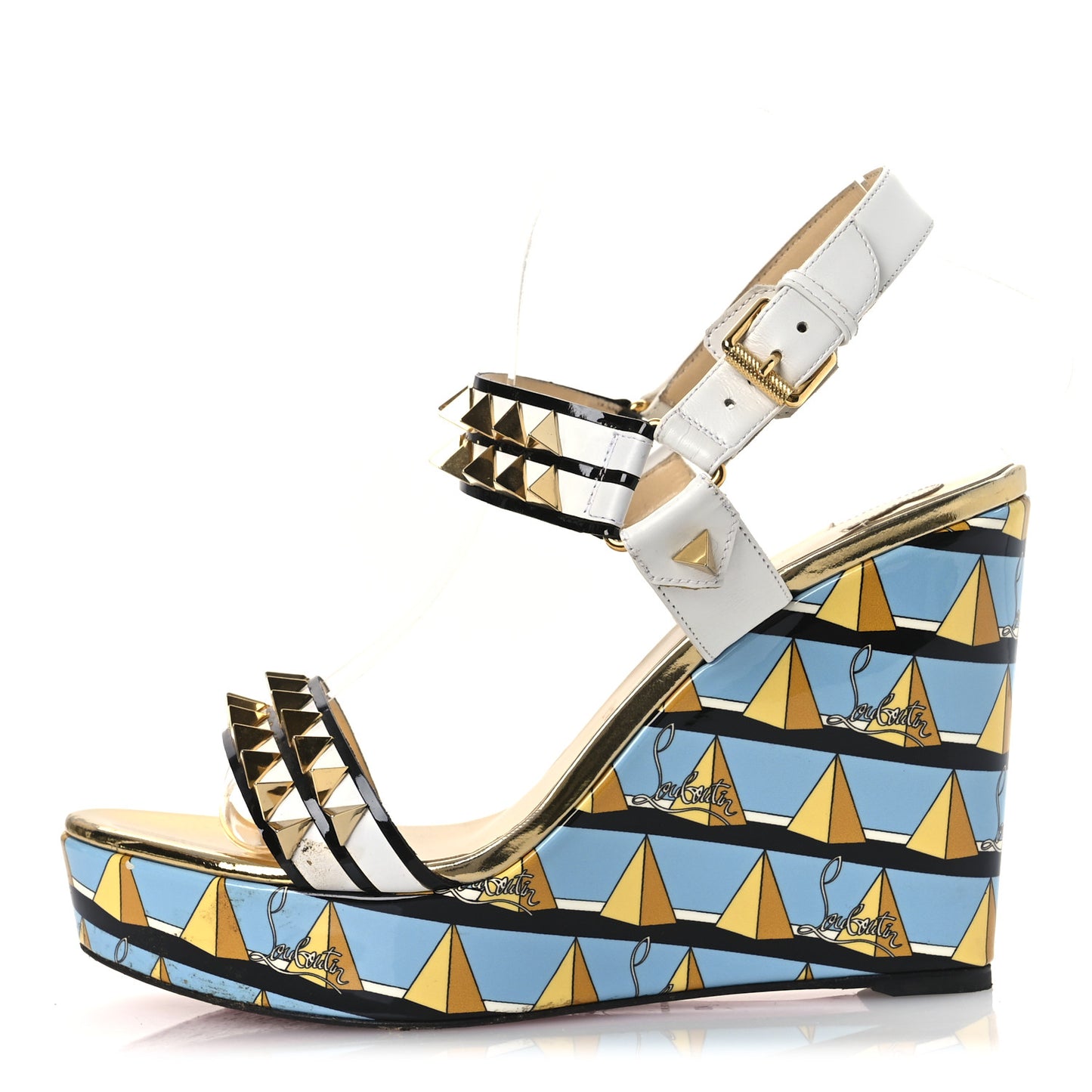 Patent Calfskin Studded Griotta 110 Wedges 40 Multicolor
