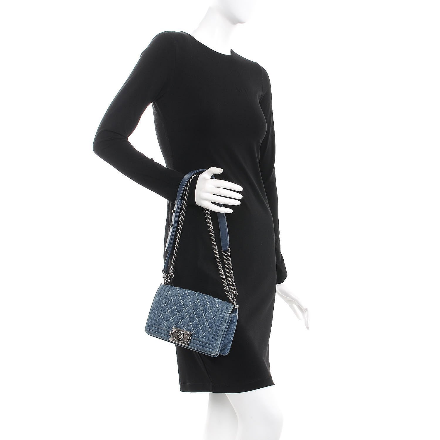 Chanel Denim Quilted Small Boy Flap Blue 3 of 9