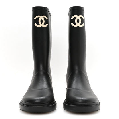 Chanel Caoutchouk CC High Boots 39 Black 3 of 9