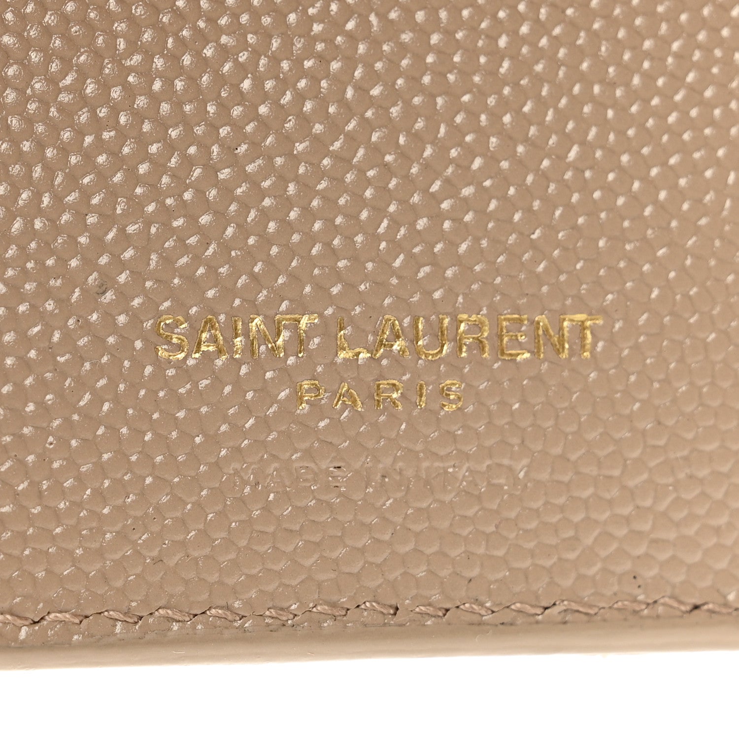 Saint Laurent Grain De Poudre Matelasse Chevron Cassandre Fragments Zipperred Bi-Fold Wallet Dark Beige 6 of 7