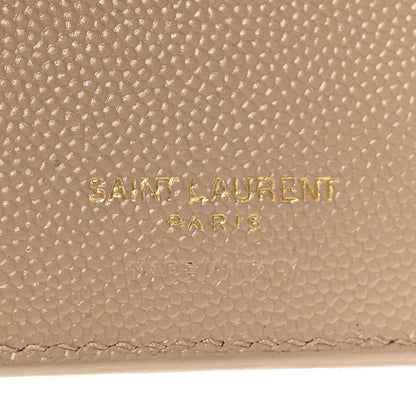 Saint Laurent Grain De Poudre Matelasse Chevron Cassandre Fragments Zipperred Bi-Fold Wallet Dark Beige 6 of 7
